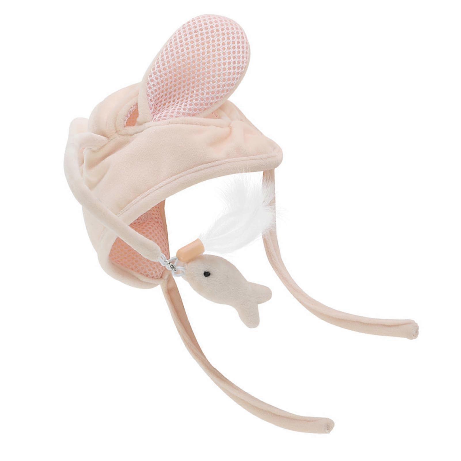 Interactive Pink Cat Hat Toy Soft Bite-Resistant Kitten Teaser