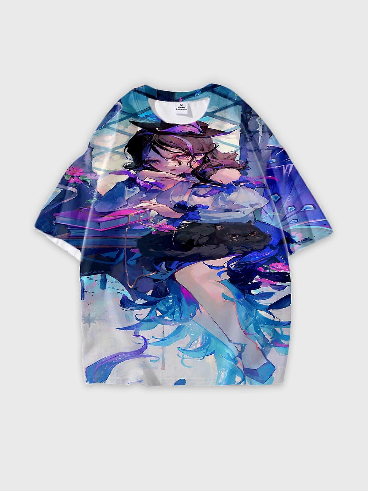T-Shirt Short Sleeve Round Neck, Summer Casual Loose Graphic Tee, Unisex Pattern U2923