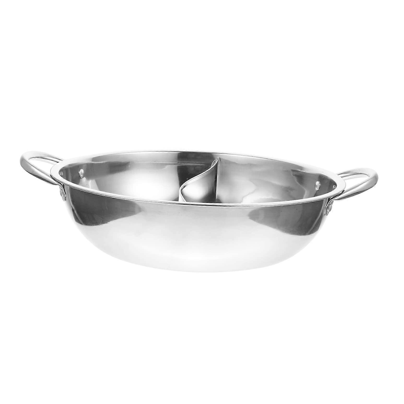 Stainless Steel Dual Hot Pot With Divider, Induction and Gas Stove Compatible, Rust Resistant, Fast Heat Conduction