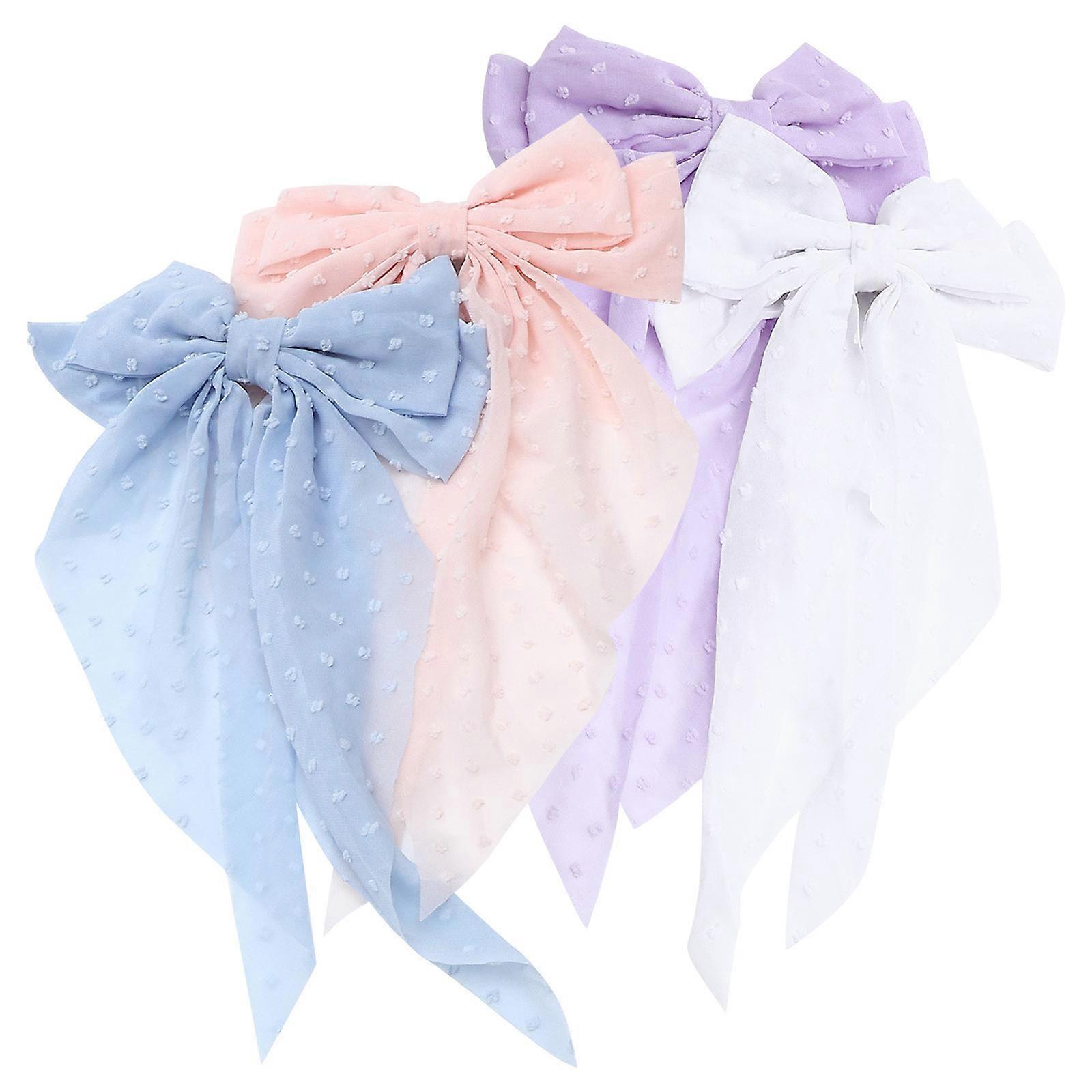 Large Bow Hair Clips 4Set For Women Assorted Color Bow Shape Perfect For Daily Use And Party Occasions