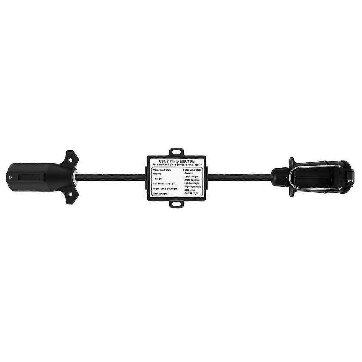 US trailer light adapter 7 way blade to EU 7 pin round plug