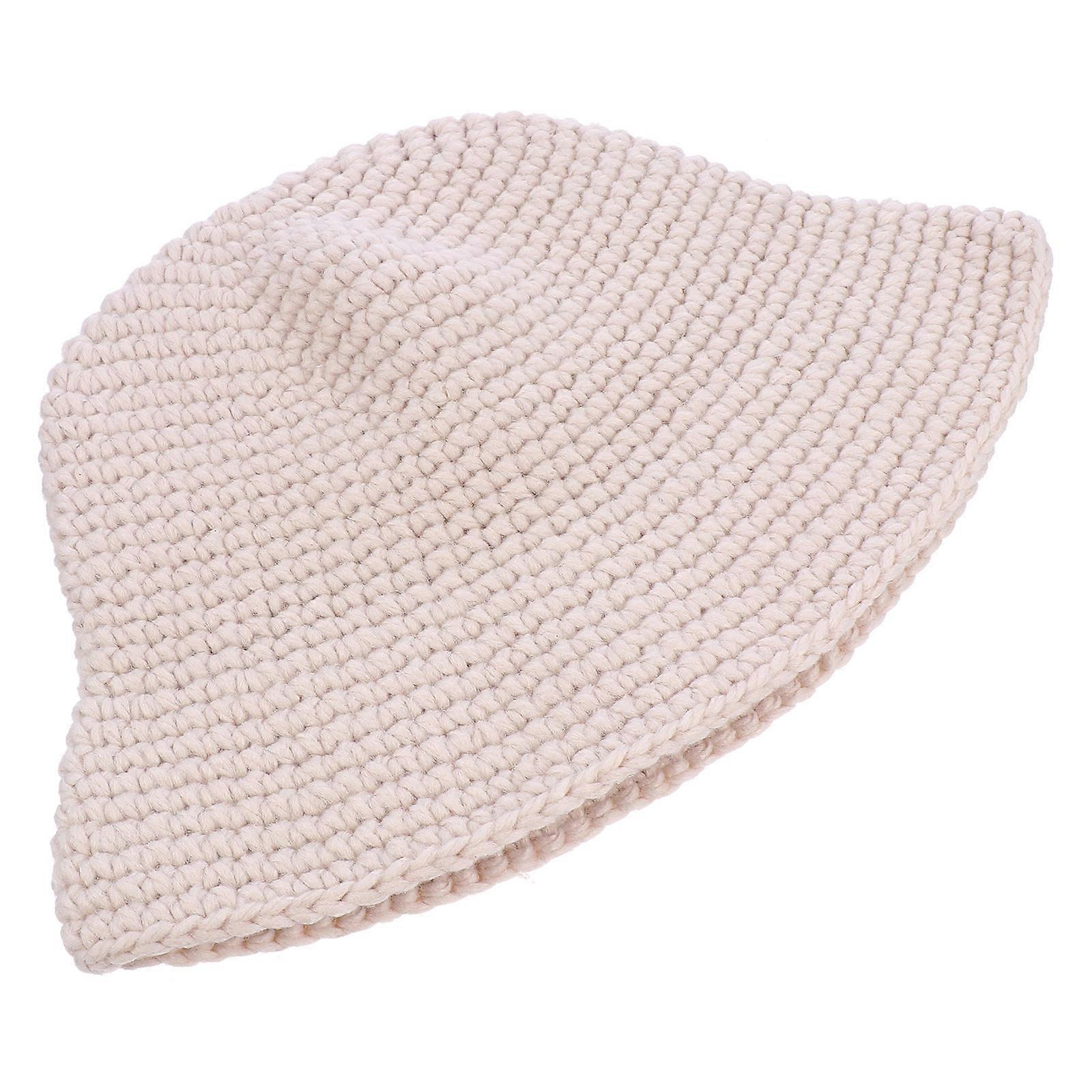 Straw Bucket Hat Winter Warm Outdoor Use Beige Straw Material Windproof 1Pack