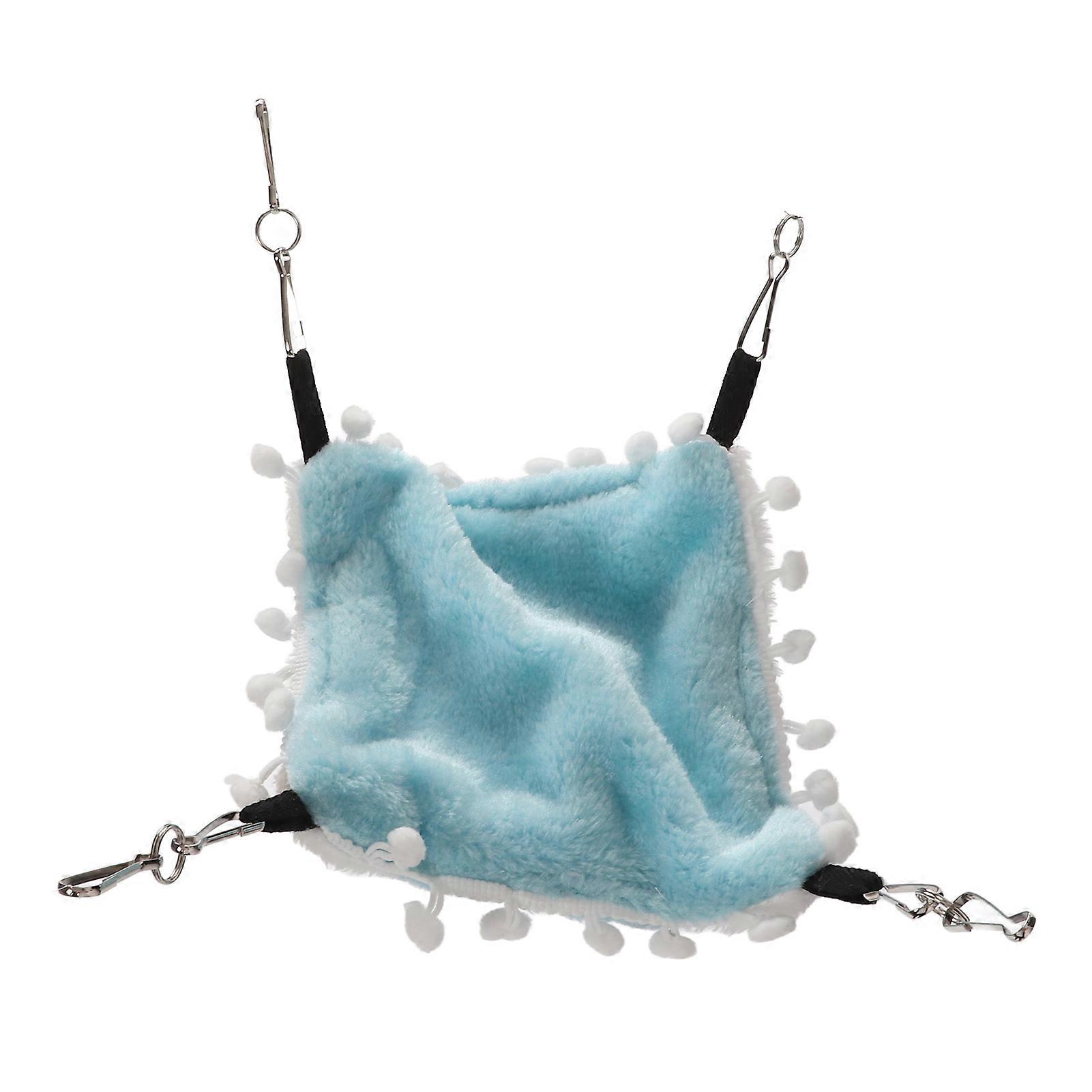 Pet Cage Hammock Plush Warm Double Layer Swing Bed Blue