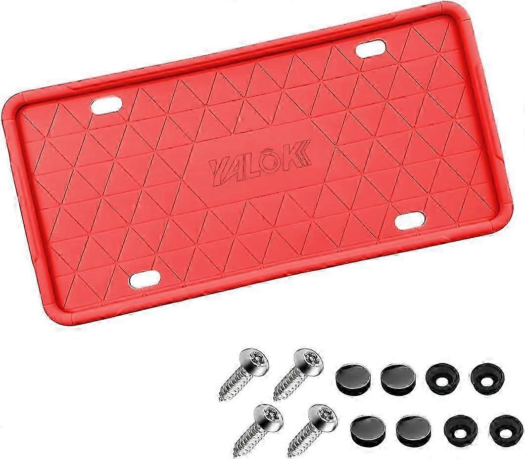 Car License Plate Frame, 2 PCS Anti-Theft Universal Silicone License Plate Frame for Cars, SUVs, Vehicles, Rustproof License Plate Frame, Auto A