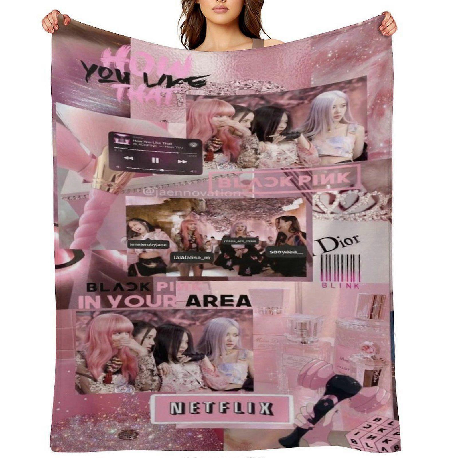 BLACKPINK رمي بطانية هدية ، بطانية من الفانيلا ، مناسبة للرجال والنساء ، مناسبة لجميع الفصول ، بطانية دافئة ، ديكور منزلي (84) 125x100 سم