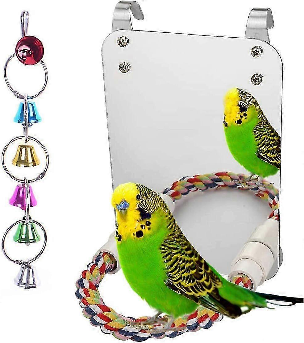 7" Bird with Rope Perch & Swing Comfy Rest for Small Birds (Greys, Amazons, Parakeets & More)