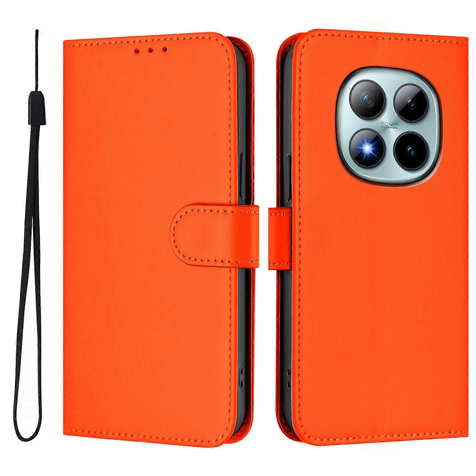 Compatible For Xiaomi Redmi Note 15 Pro+ 5G Case Solid Color Wallet Leather Phone Cover with Strap