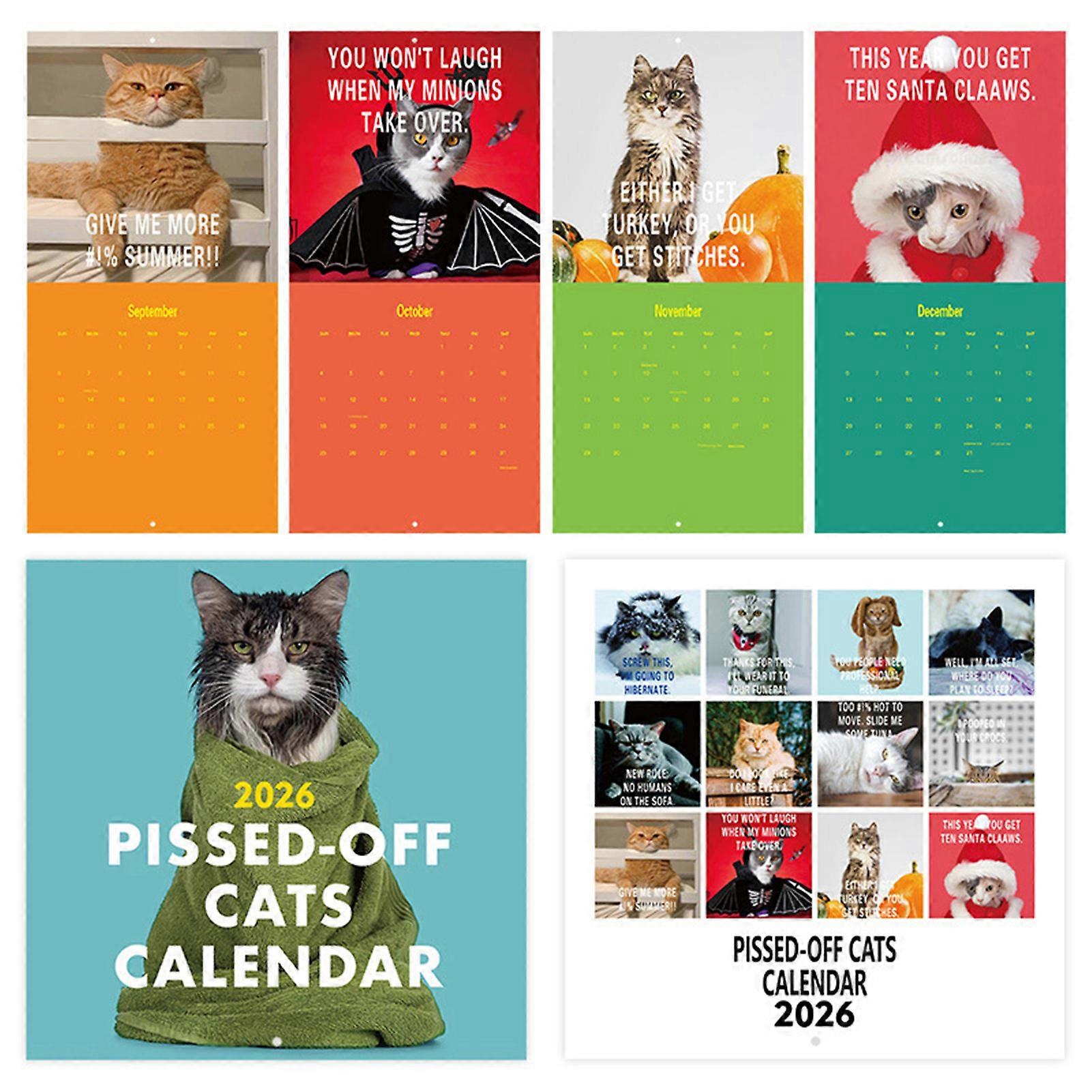 Pissed Off Cats Calendar 2026 Funny Cat Wall Calendar Pissed Off Cats ...