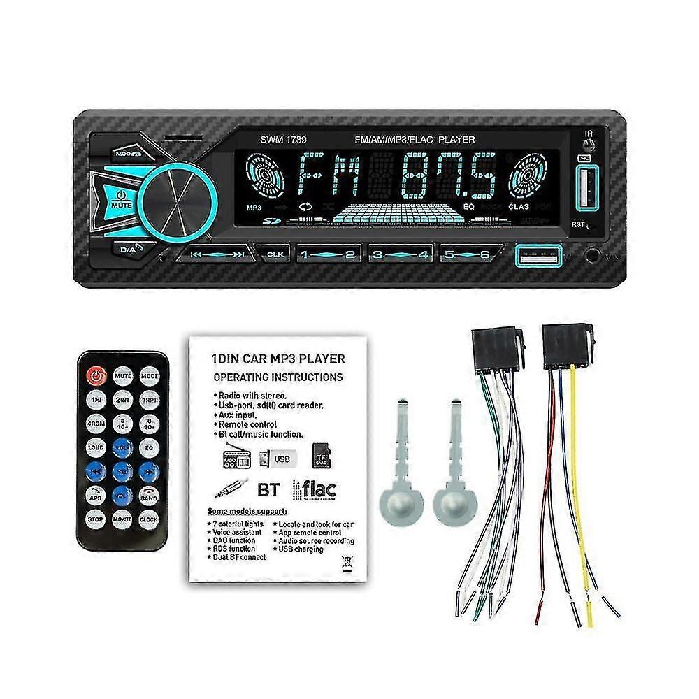 Car Radio 1din Srereo Bluetooth Mp3 Player Fm Receiver With Remote Control Aux/usb/tf Card In Dash
