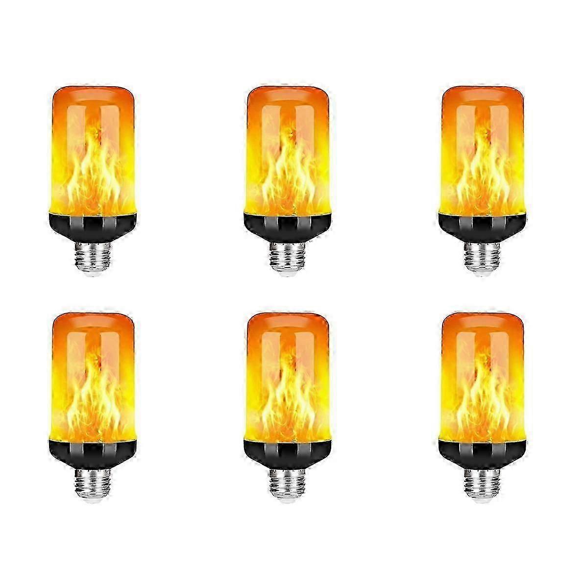 6x Led Flame Effect Light Bulb E27,decorative Flickering Realistic Fire Lights Bulb,festival Decora