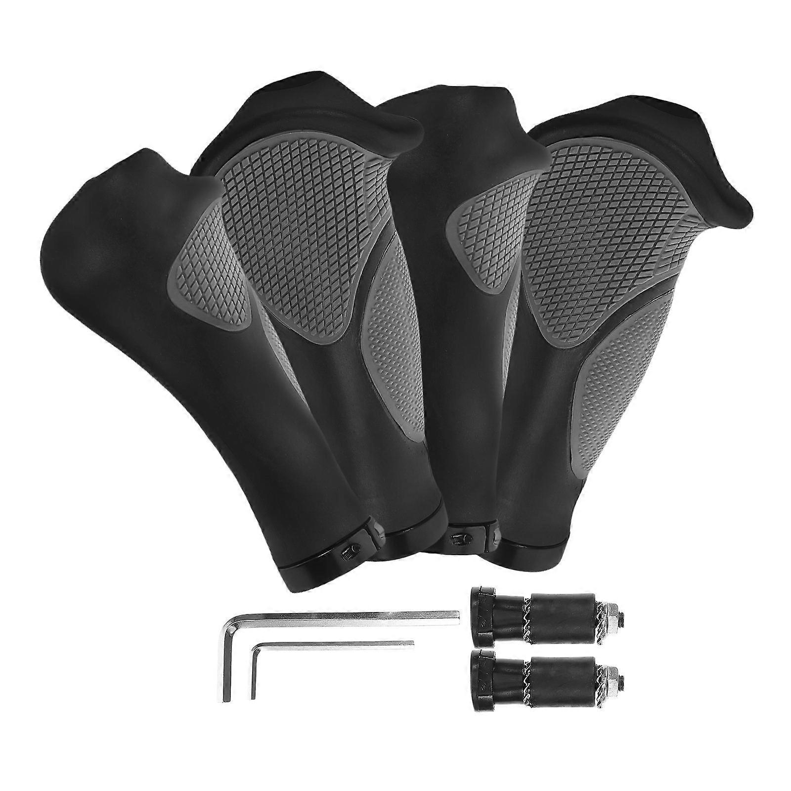 Bicycle Handlebar Grips Ergonomic Shock Absorption Dual Locking 4Pcs For Long Distance Cycling