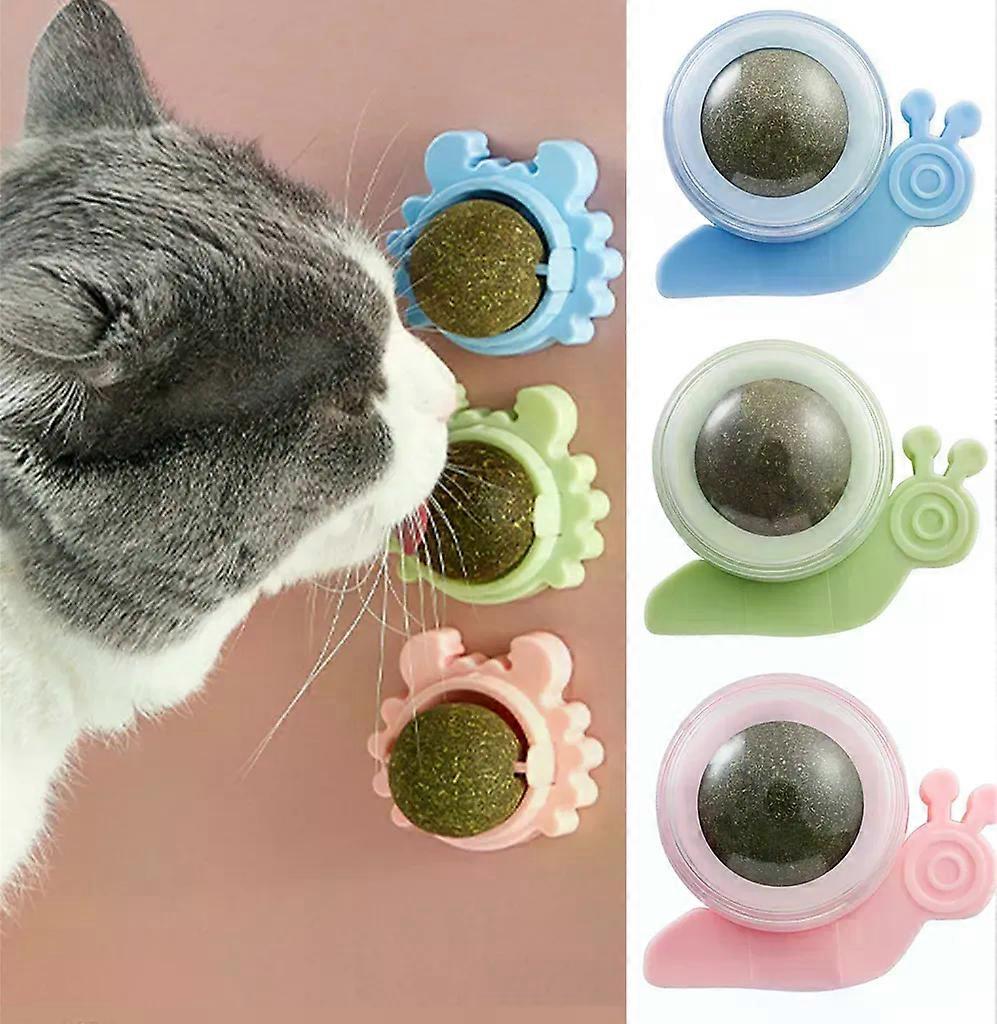 3 Pack Catnip Balls Toys for Cats, Rotating Catnip Wall Roller for Cat Teeth