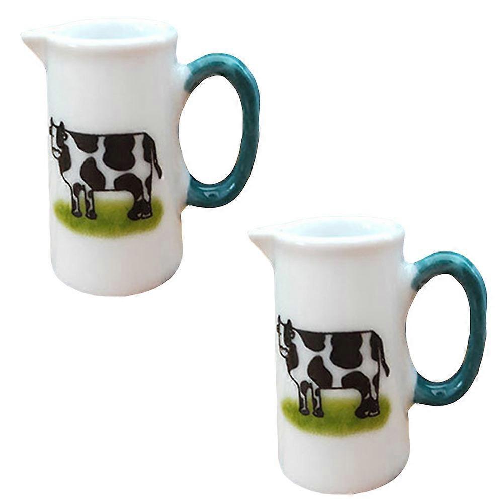 Mini Milk Cups Mini Toy Cups for Decor 2Pcs Ceramic Miniature Assorted Color