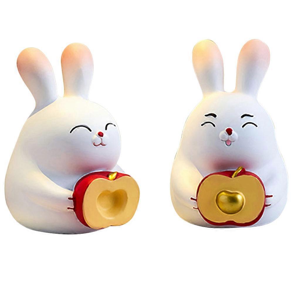 Couples Figurines Rabbit Shape Statue Wedding Ornament Resin Assorted Color Decorative 1 Pair