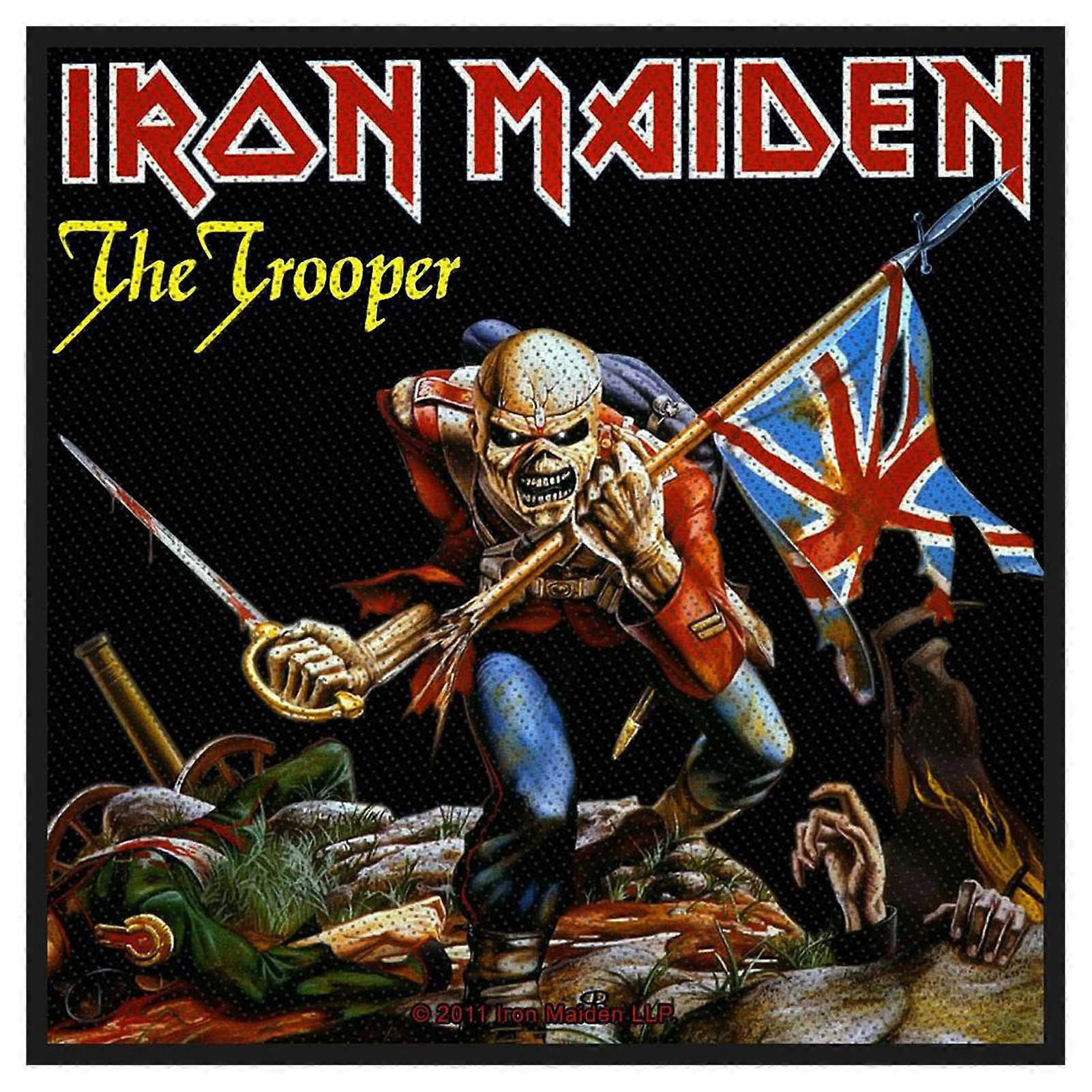 Iron Maiden Patch The Trooper Band Logo Official New Black Woven (10cm x 10cm)