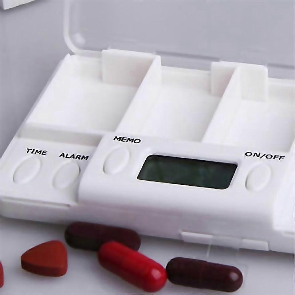 For Pill Dispenser Container Clock Taking Medicine Reminder Pill Box