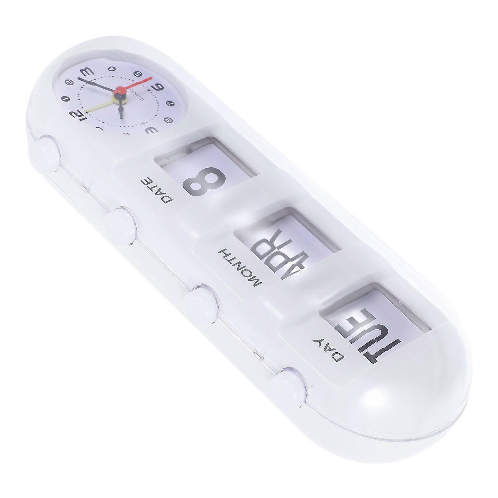 Manual Calendar Clock Compact Clock for Home Use White ABS Material