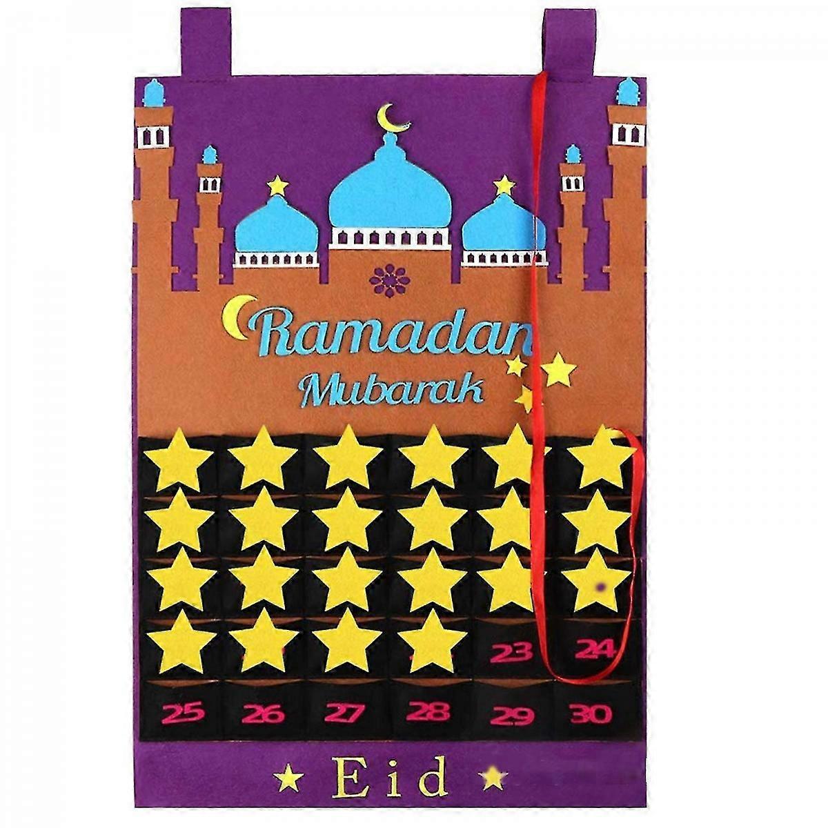 Eid Ramadan Mubarak Countdown Calendar With 30 Star Stickers Advent Calendar
