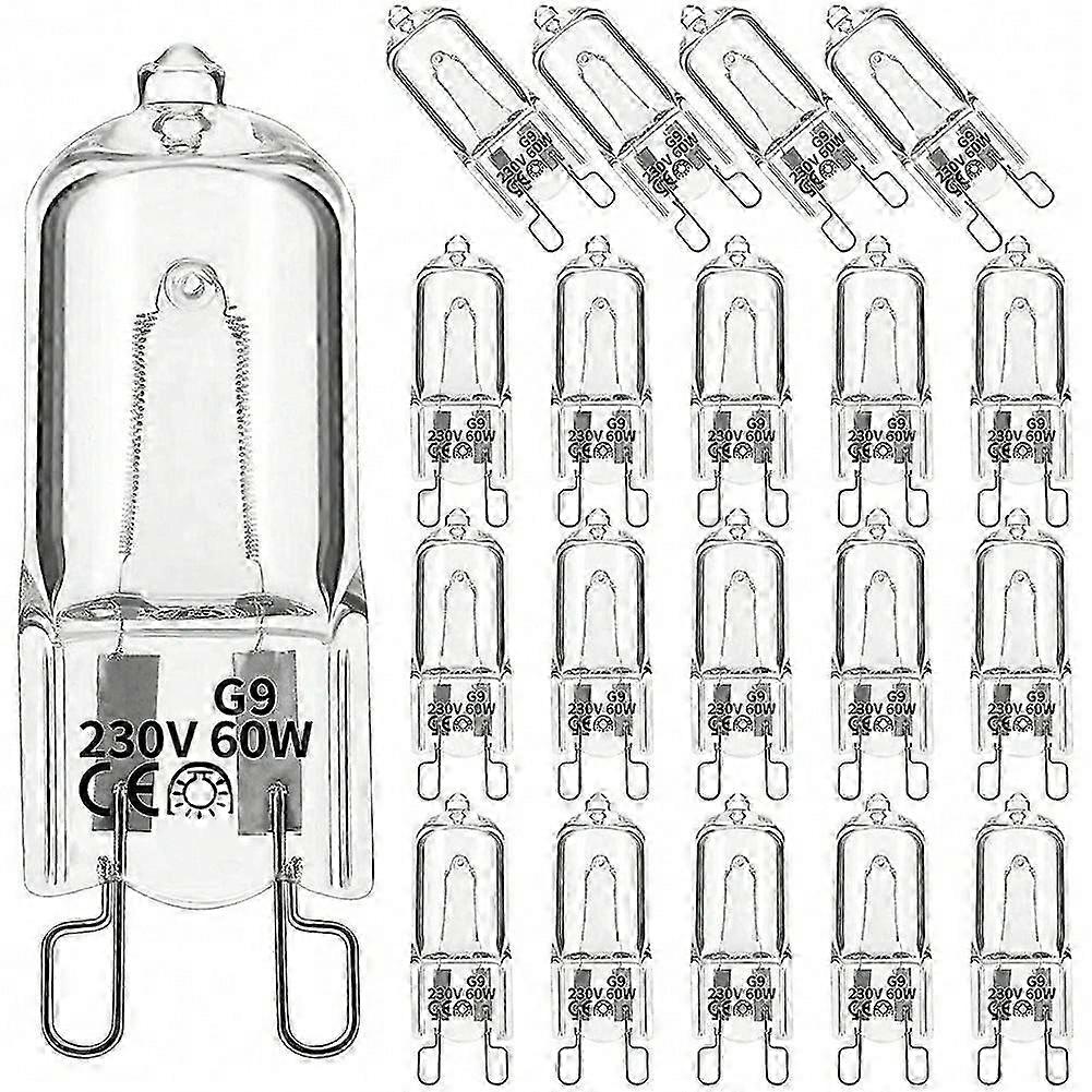 20Pcs G9 Halogen Light ,60W Clear Halogen Dimmable,Warm White 2800K for Chandeliers,Pendants,Landsc