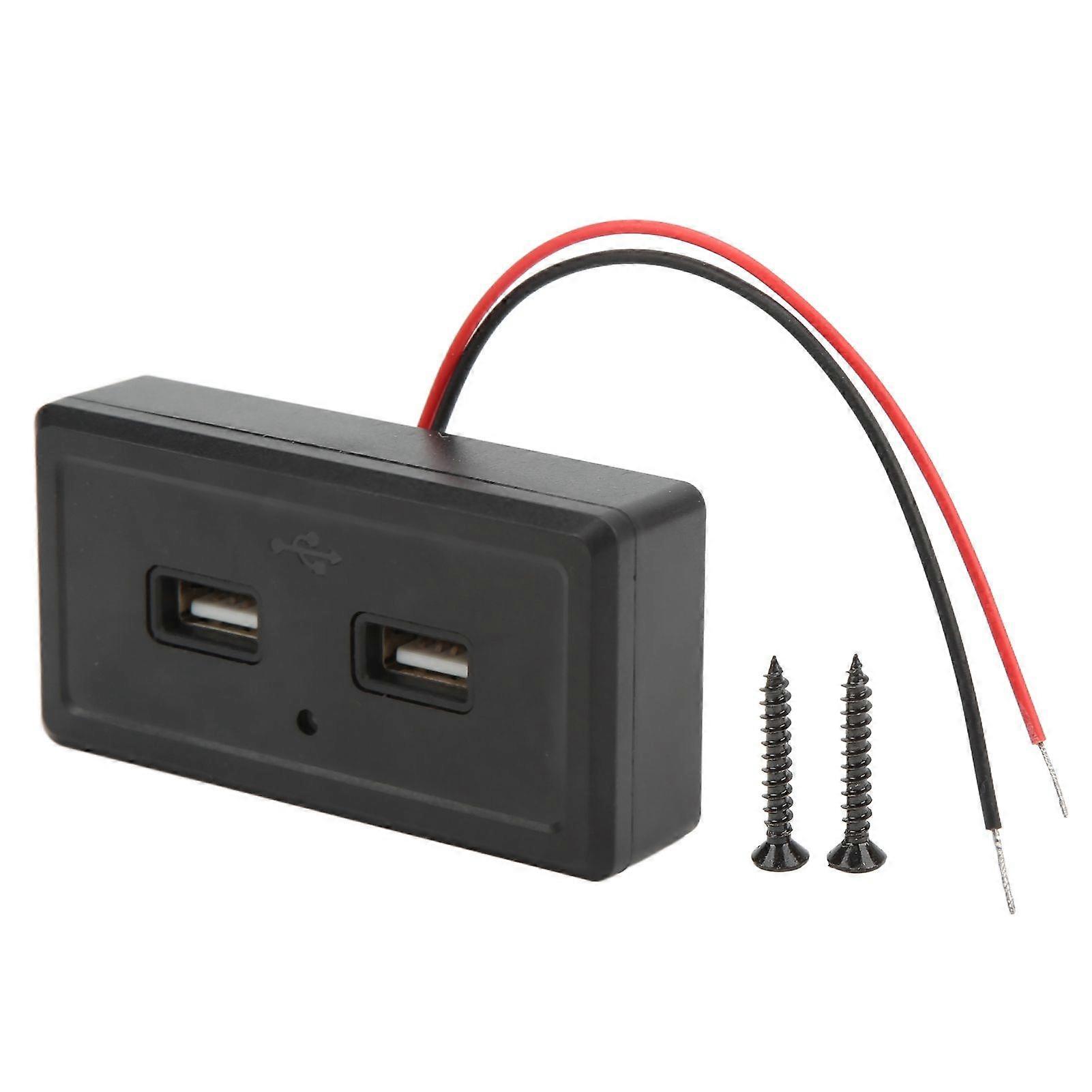 RV Bus Dual USB Charger Panel Black 1224V Input Waterproof Universal Modification