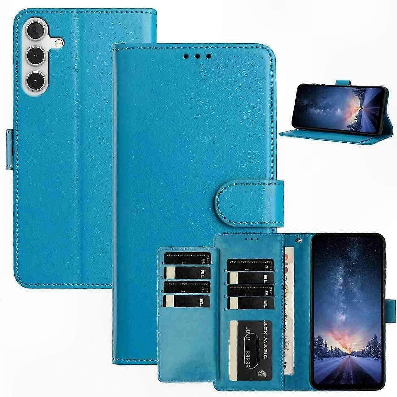 PU Leather Wallet Case with Stand Function and 8 Card Slots for Galaxy S25 FE Phone Cover