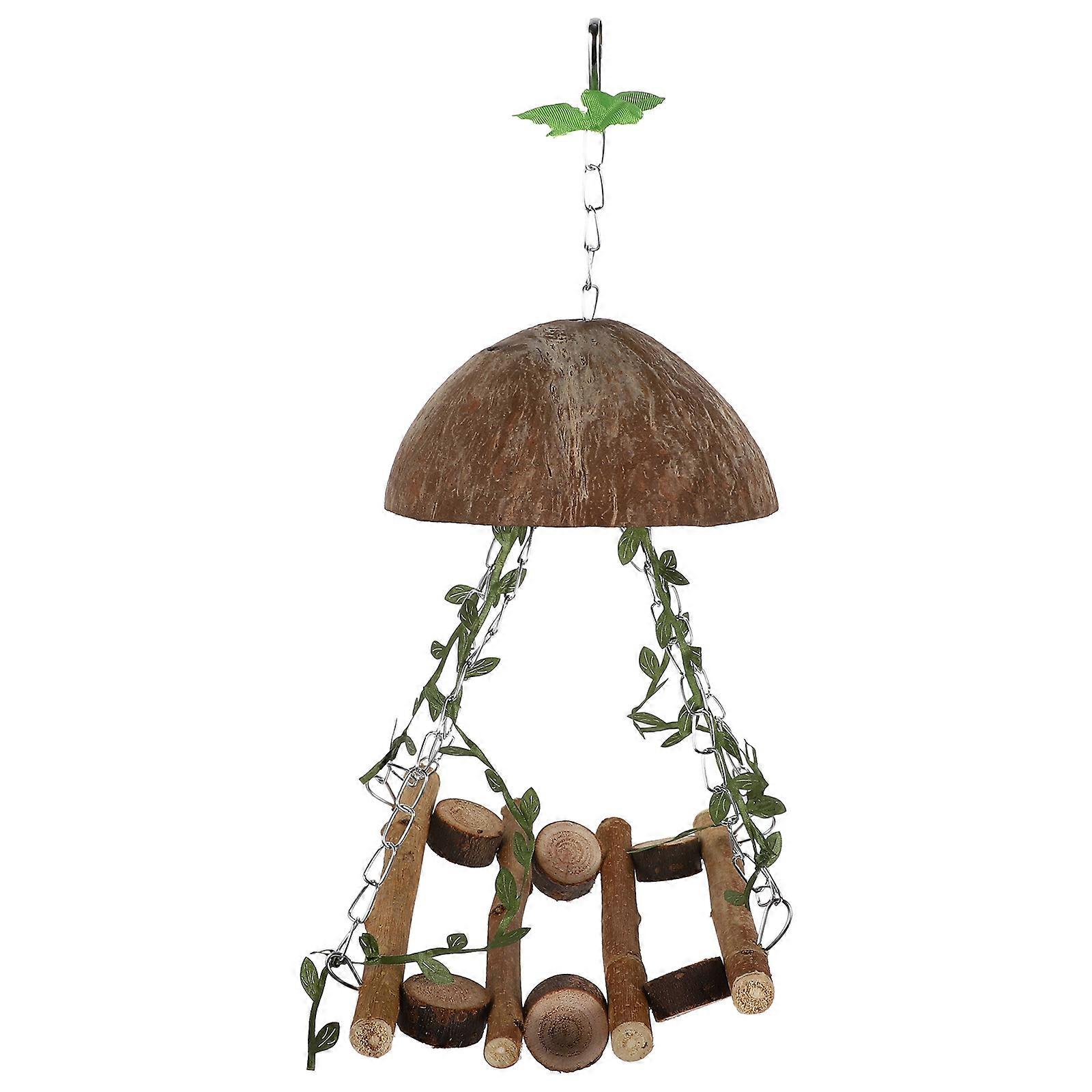 Parrot Perch Hanging Swing Nest for Cage 2Pcs Light Brown Bird Toy