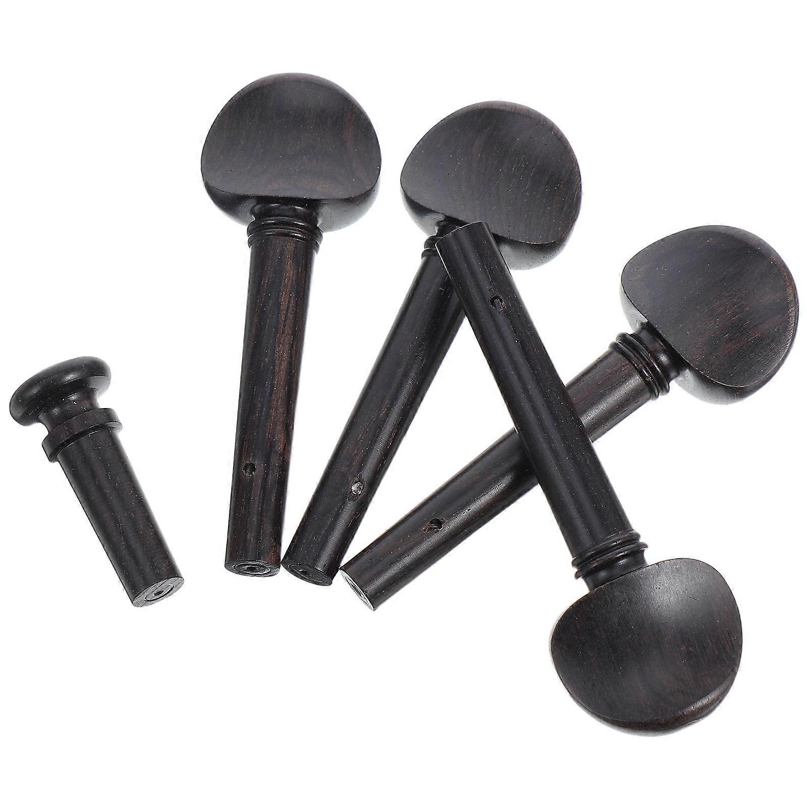 4Sets Ebony Violin Tuning Pegs and Endpin for Enhanced Sound