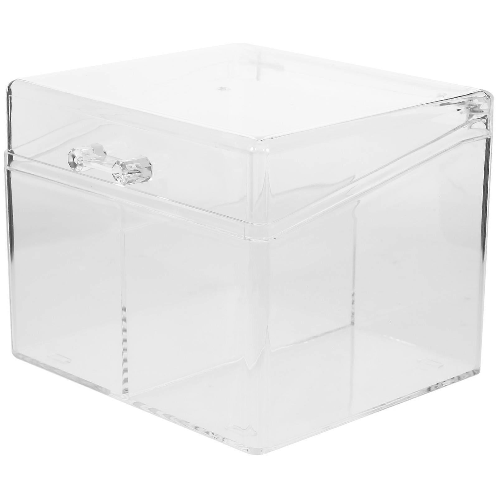Transparent Desktop Card Organizer Storage Box for Cards Small Items with Lid 1Pcs