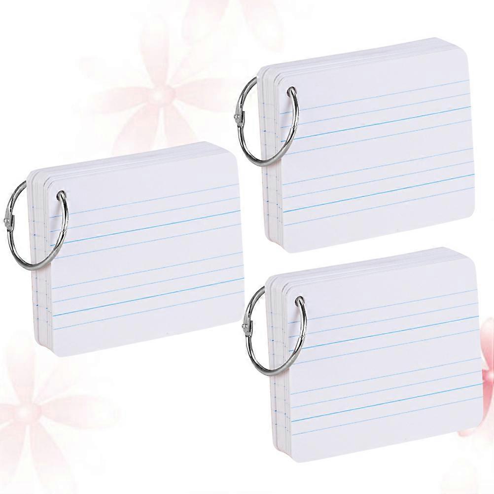 Blank Word Cards 3Pcs Double-Sided Writing Student Tools Rectangular Shape for Home Study