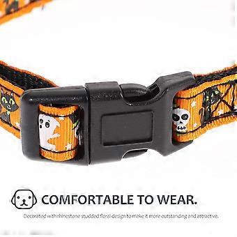 Adjustable Halloween Pet Collar Nylon Leash 2Pcs for Dog Use