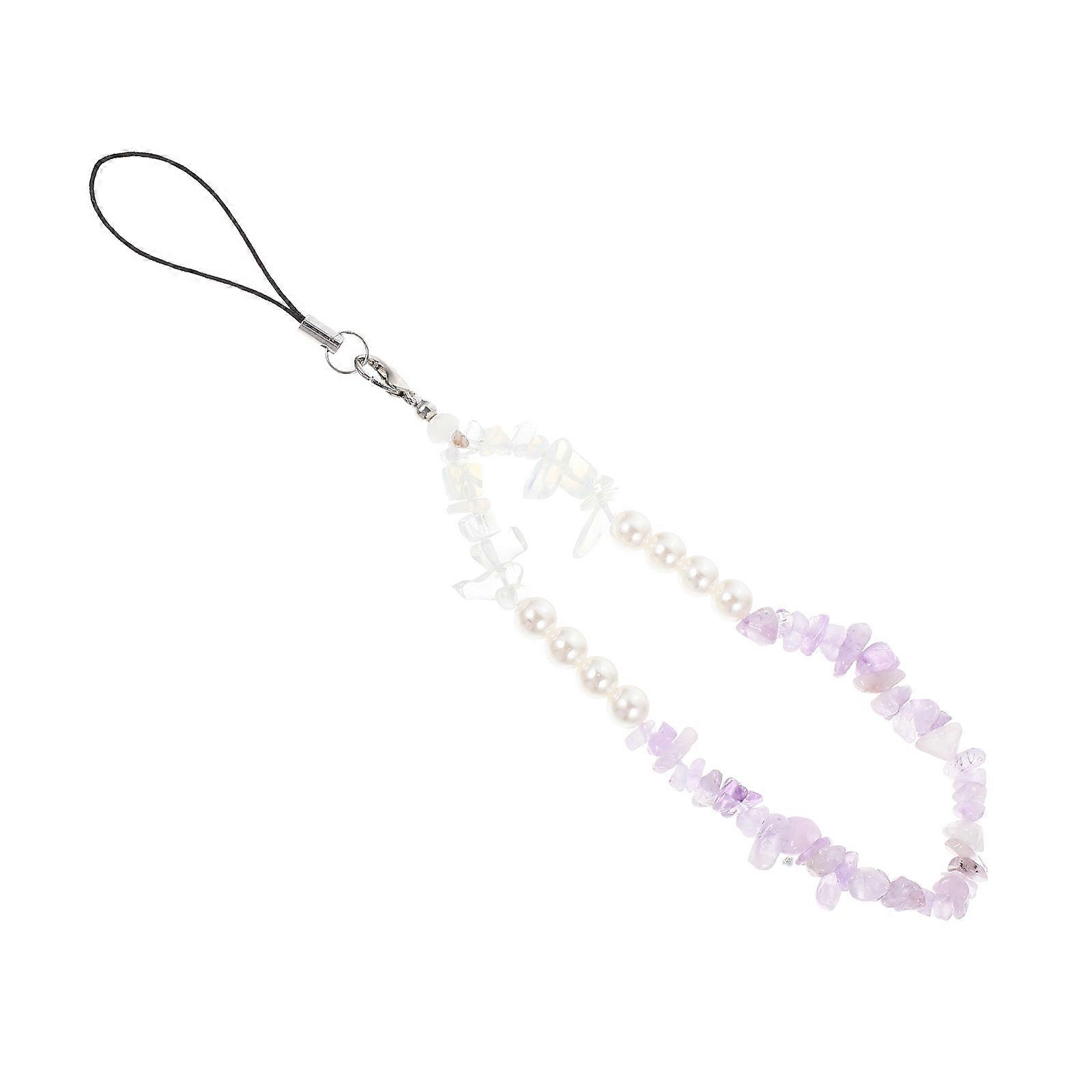 Phone Lanyard for Cellphone Use 4Pcs Purple Beaded Crystal Mobile Chain