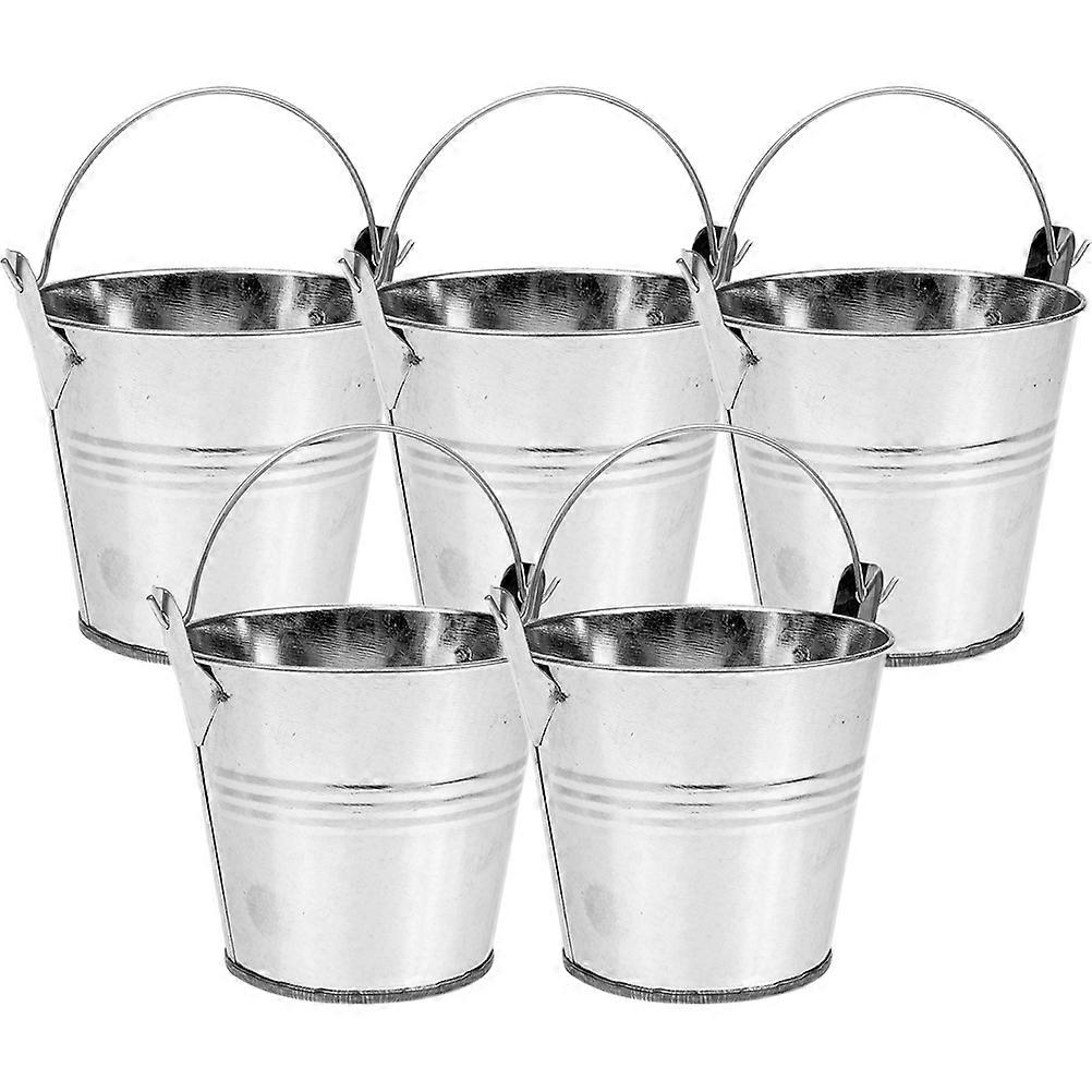 Metal Bucket Iron Flower Container for Storage Use 10Pcs Silver Flower Vase