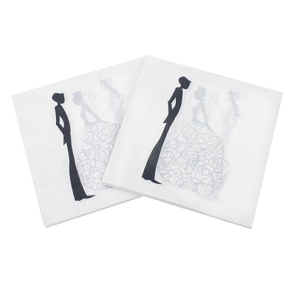 Paper Napkins Wedding Napkin for Party Use with 80Pcs Bride Groom Print