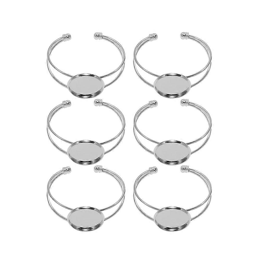 Y Shape Copper Bracelets for Jewelry Making DIY 12Pcs Silver Round Plate