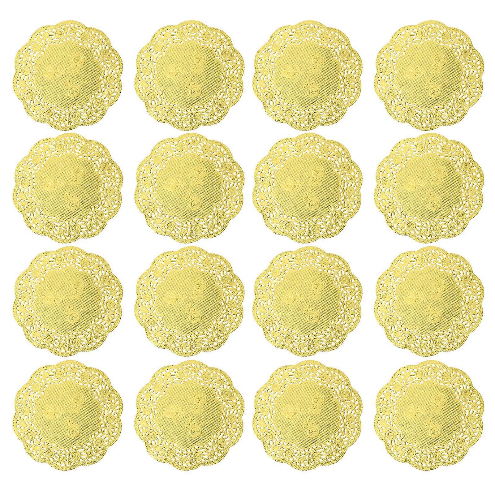 Cake Paper Pad Lace Doilies for Oil-Absorbing Use 100Pcs Golden