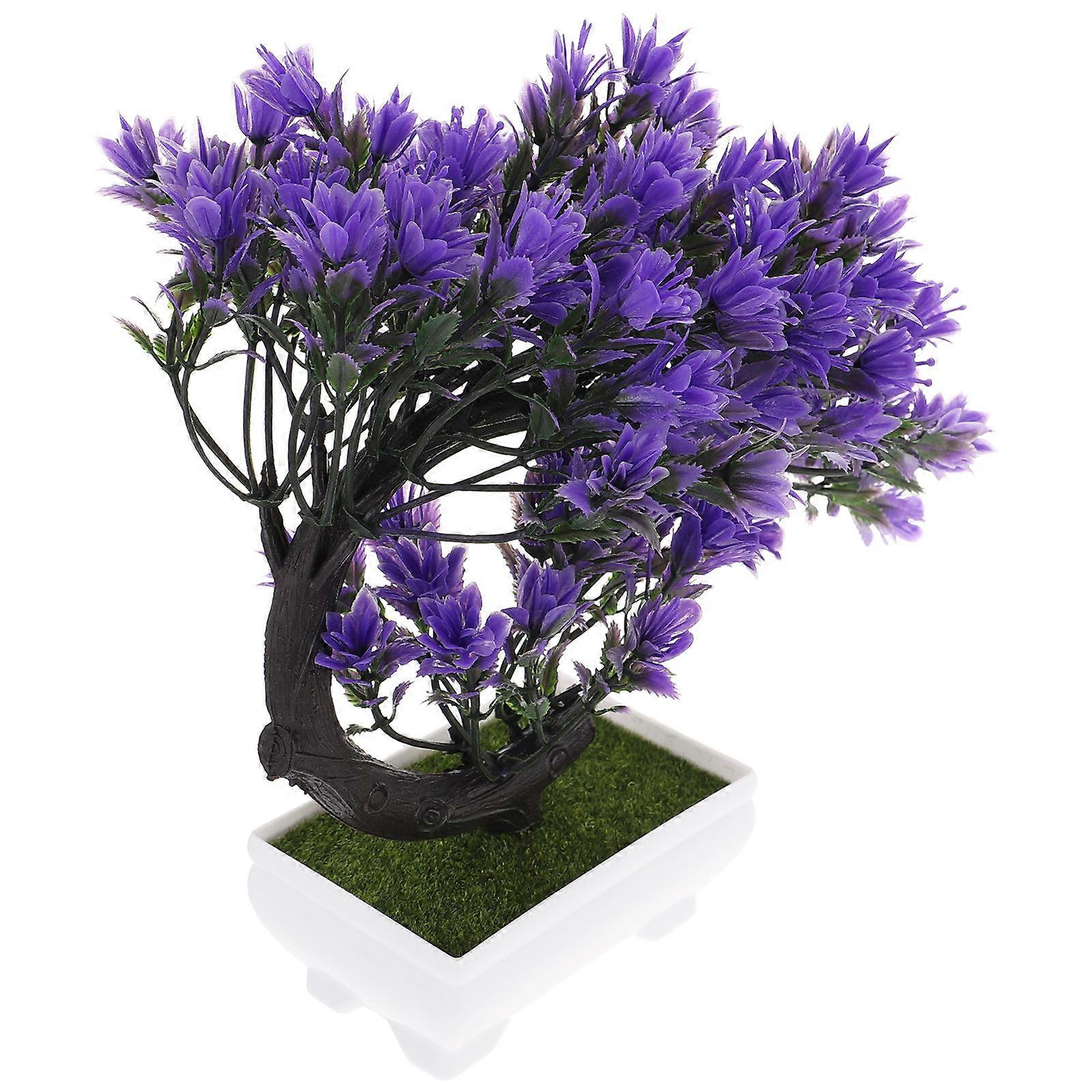 Artificial Flower Tree Simulated Green Potted Bonsai for Decor 4Pcs