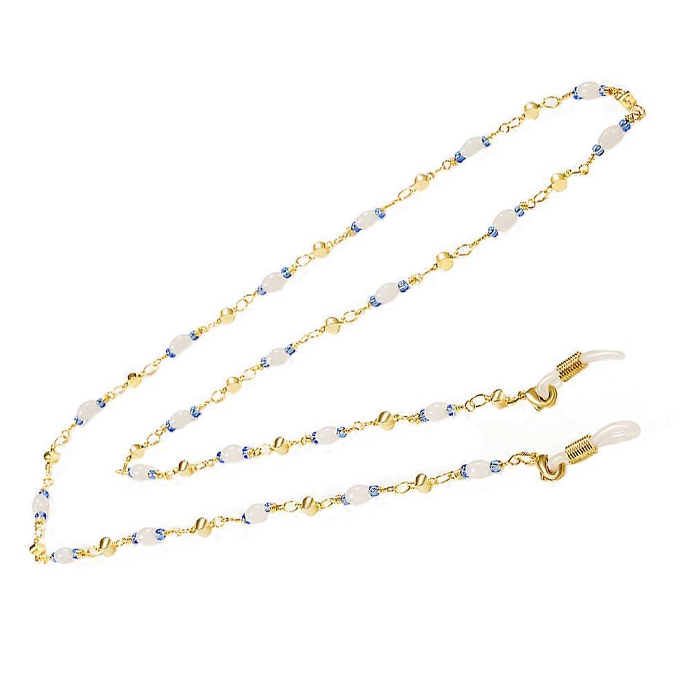 Golden Eyeglasses Strap Eyeglass Chain Beads Inlaid for Eyeglass Use 2Pcs