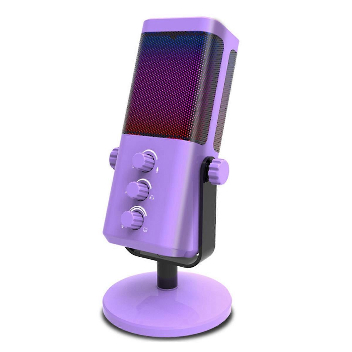USB Gaming Microphone RGB Condenser Mic with Noise Cancellation Monitoring for Streaming/Recording/A