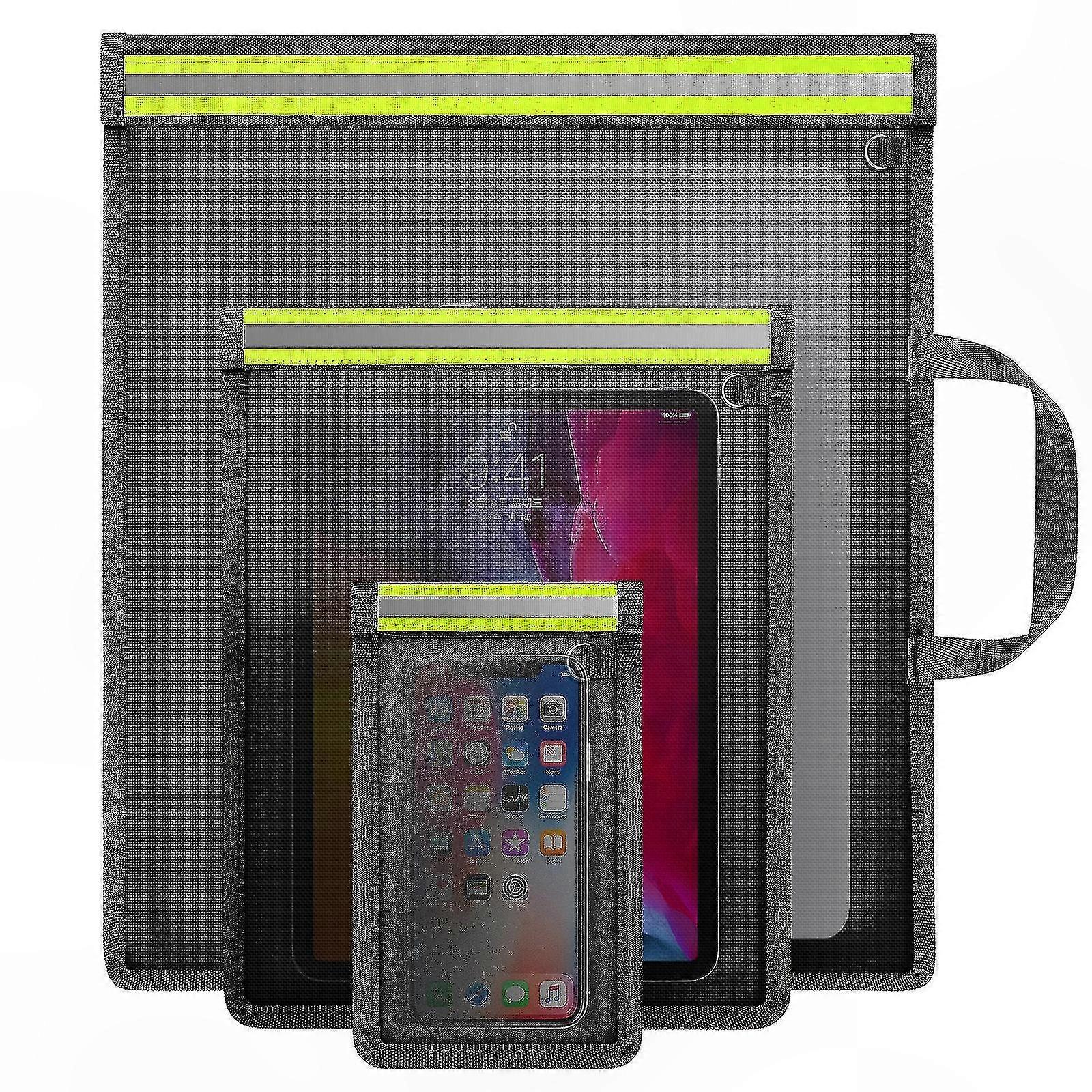 Signal Blocking Pouches, 3-Pack EMP Shielded Bags for Devices, Key Fob Protector with Reflective Strip for Security and Privacy
