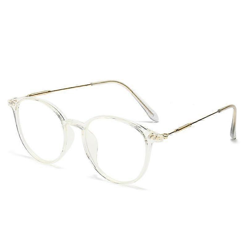 Anti Eyestrain Classic Reading Glasses Blue Light Blocking Computer Reader Vintage Oval Frame Transparent +200