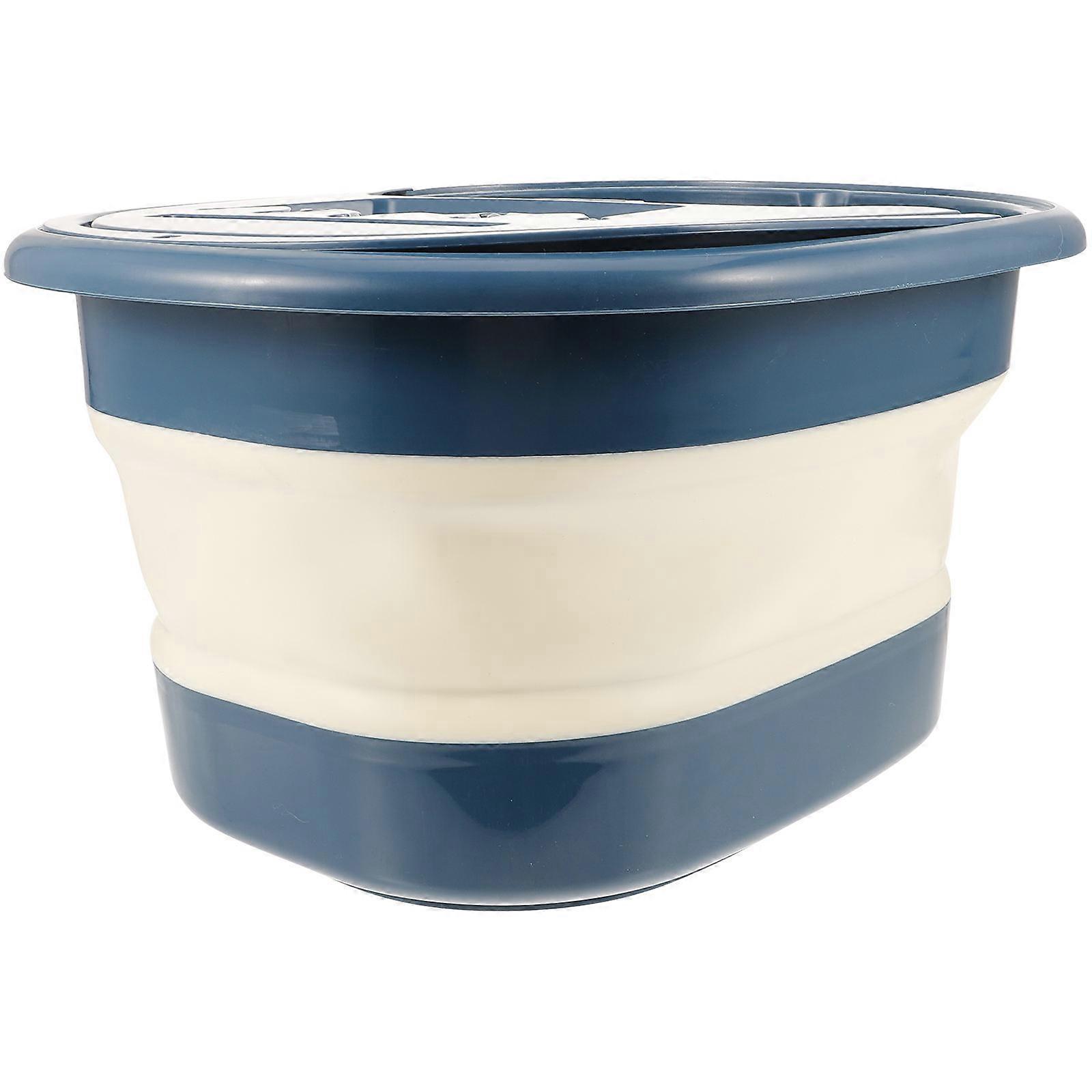 Foldable Foot Bath Basin for Foot Soaking Blue Tpe Material Bucket