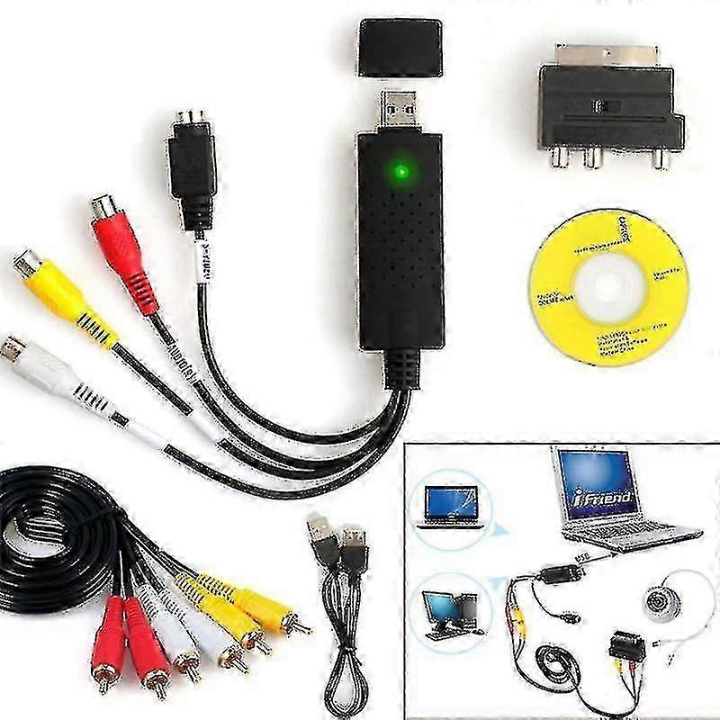 USB 2.0 VHS to DVD Converter Kit with RCA Cable for Windows 10 Systems