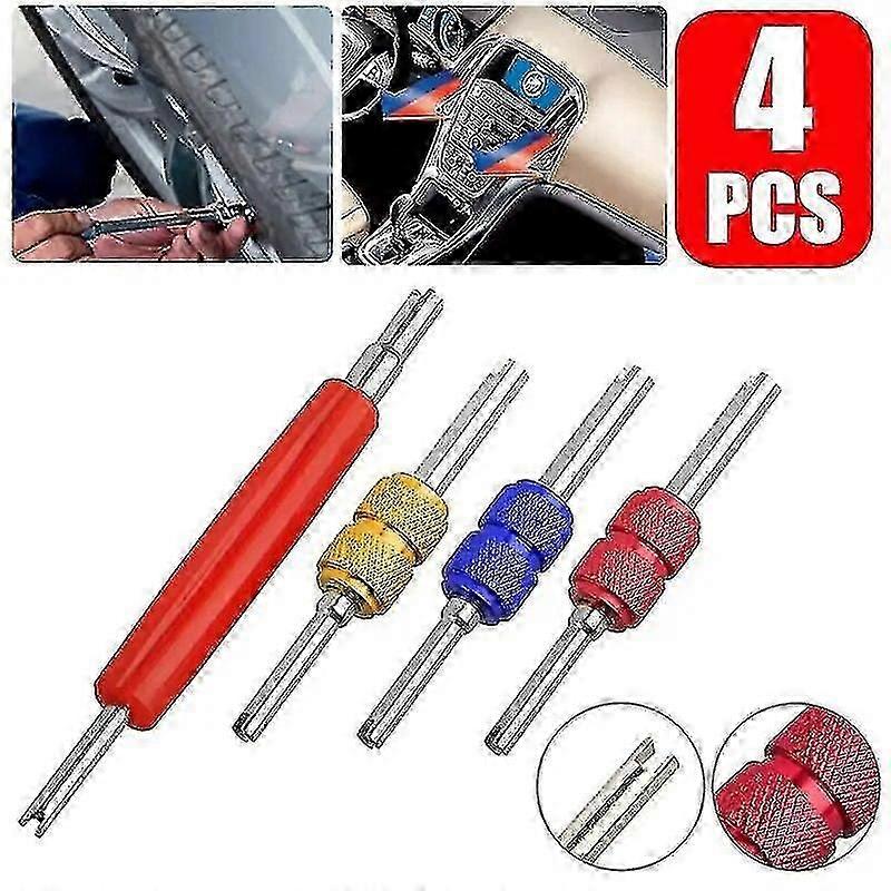 4 Pcs Colorful Car Air Conditioner Valve Core Wrench Double Head Installation Tool Valve Core Removal Screwdriver~60283