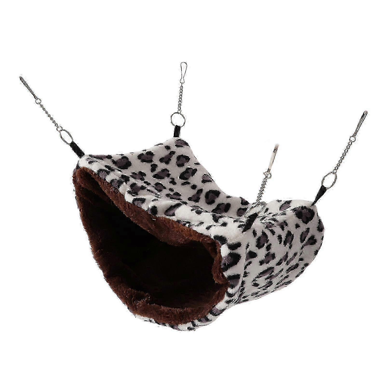 Double Layer Plush Soft Warm Hanging Bed for Small Pets Squirrels Hamsters with Gray Spots2025