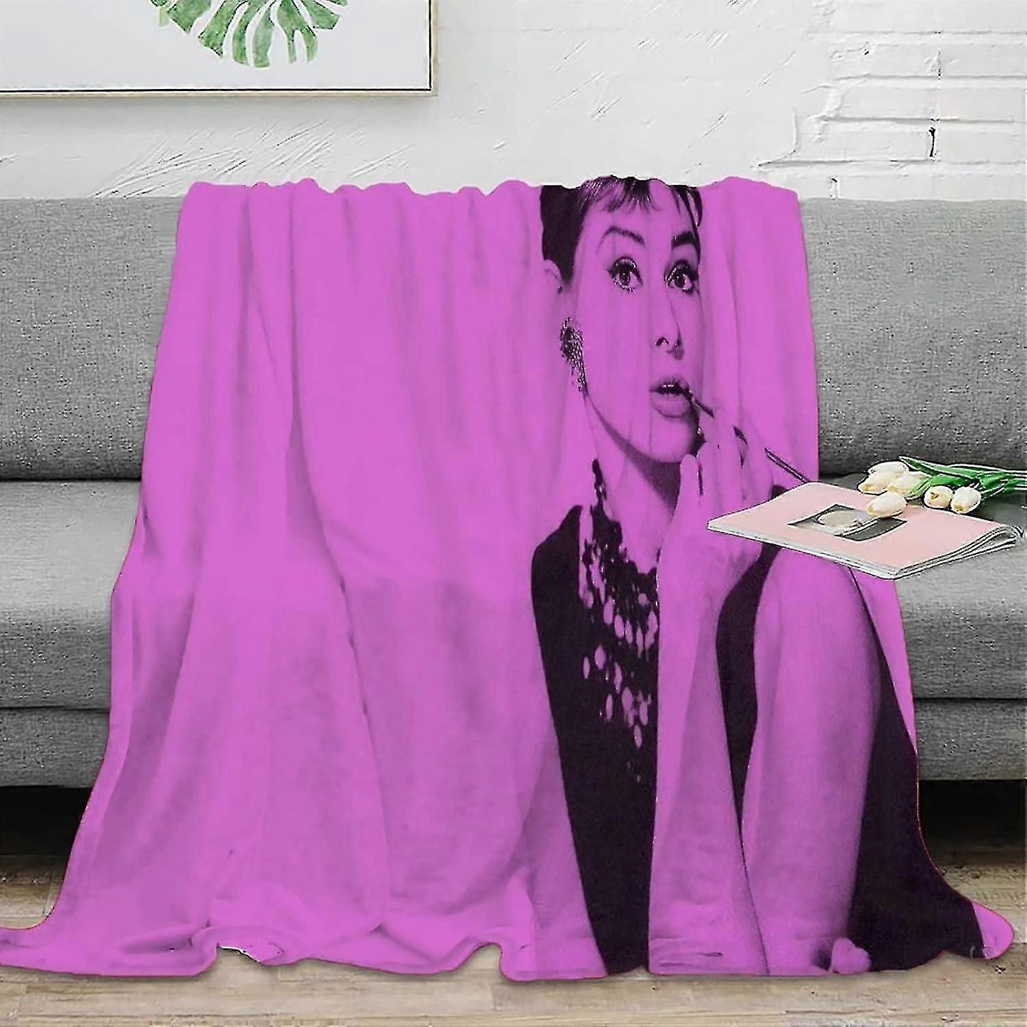 Filt Vuxenfilt 3D Audrey Hepburn-tryck flanellfilt vårfilt varm filt pläd fluffig pläd filtar mikrofiber mjuk bekväm digitaltryck