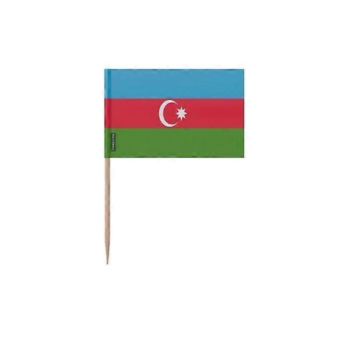 Azerbaijan Flag Toothpicks - 6.5 cm - 100 pieces - Adhesive plastic - Bamboo stick - Pixelforma
