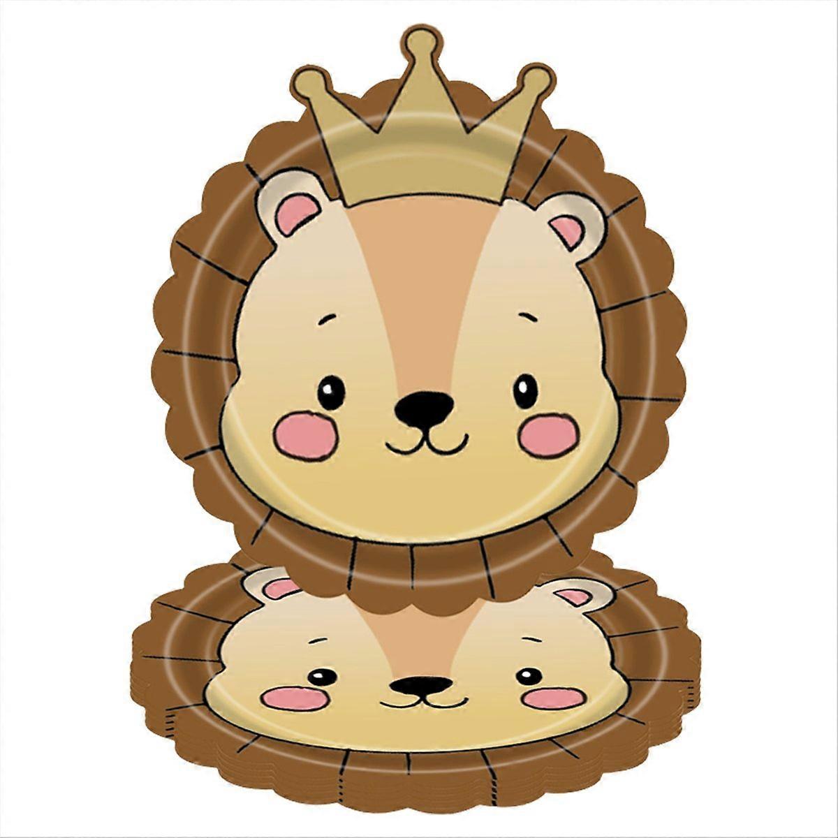 Ensemble de couverts jetables en carton sur le thème des animaux de la jungle, motif lion