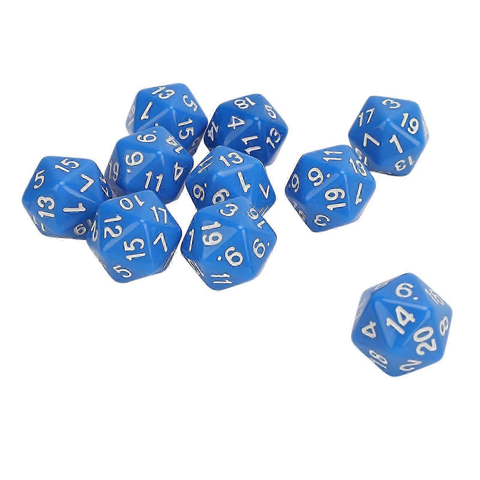 25-26 10PCS Polyhedral Dice Set Plastic Lightweight 20 Sided Dice for Role Playing Table Games Blue