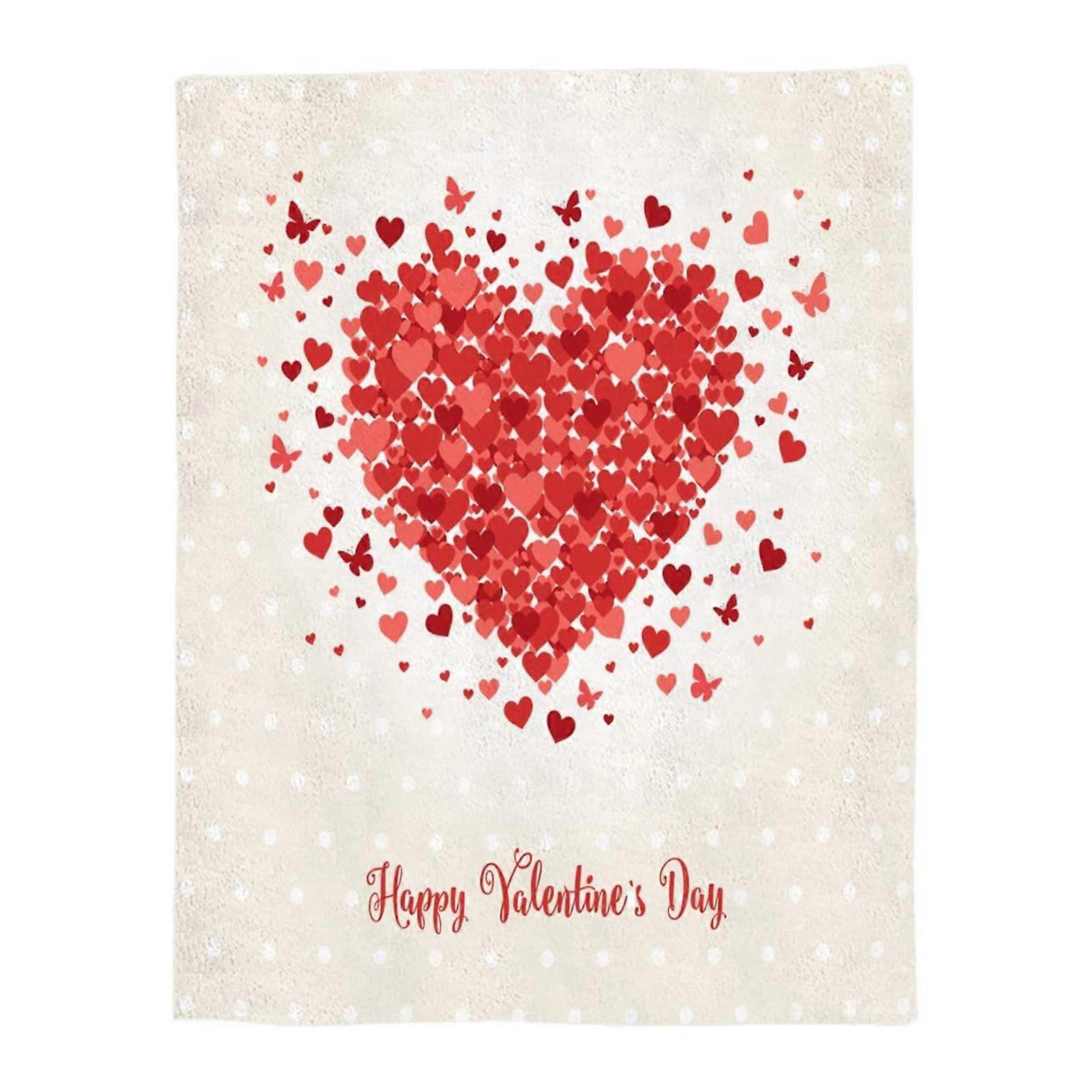 Valentine's Day Flannel Blanket - Printed Envelope Design, Soft Padded Nap Blanket, Air Conditioning Compatible with Gift Packaging