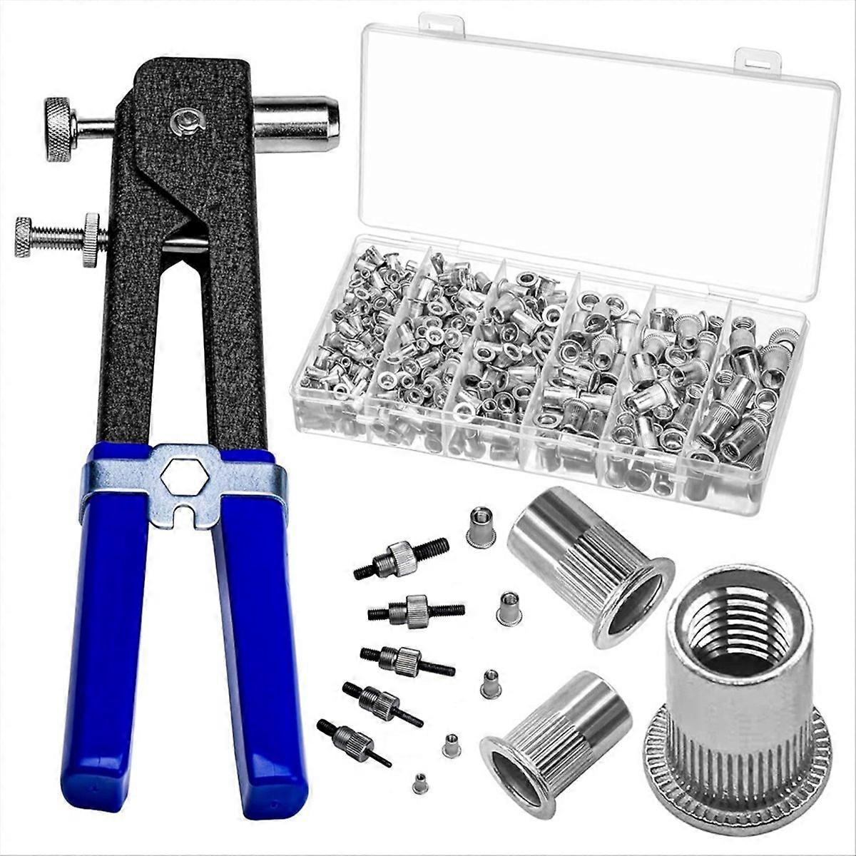 Pressure Rivet Nut Tool Kit, 430Pcs Metric Rivet Nut Combination, A